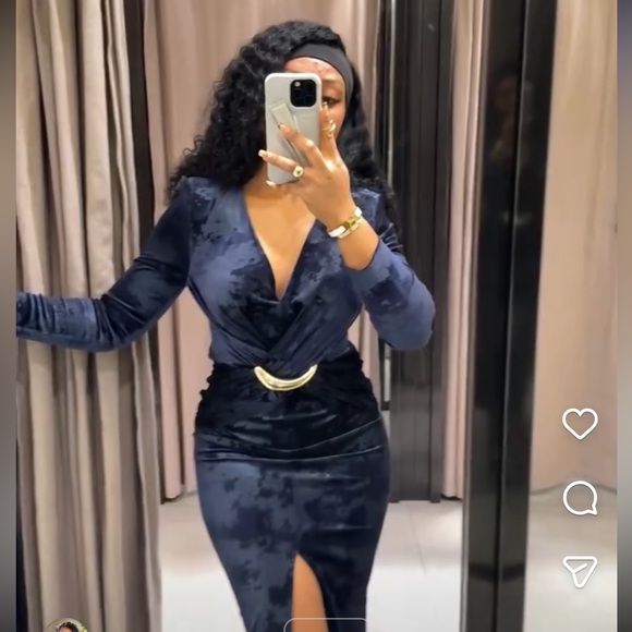 ZARA VELVET MIDI DRESS WITH HARDWARE - Picture 9 of 16